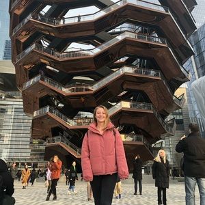 Women’s American Eagle quilted pink puffer jacket, size small